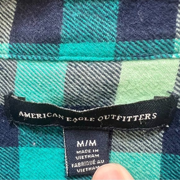 American Eagle‎ Outfitters Womens Flannel Shirt Plaid Long Sleeve Button Down - Picture 3 of 7